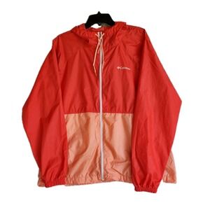 Columbia Women's Flash Forward Hooded Windbreaker Jacket Orange Full Zip 2XL‎